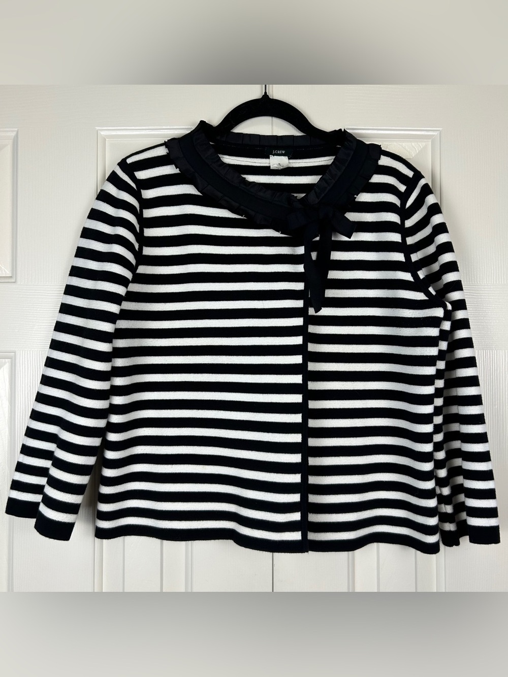 J. Crew Striped Cotton Cardigan Sweater
